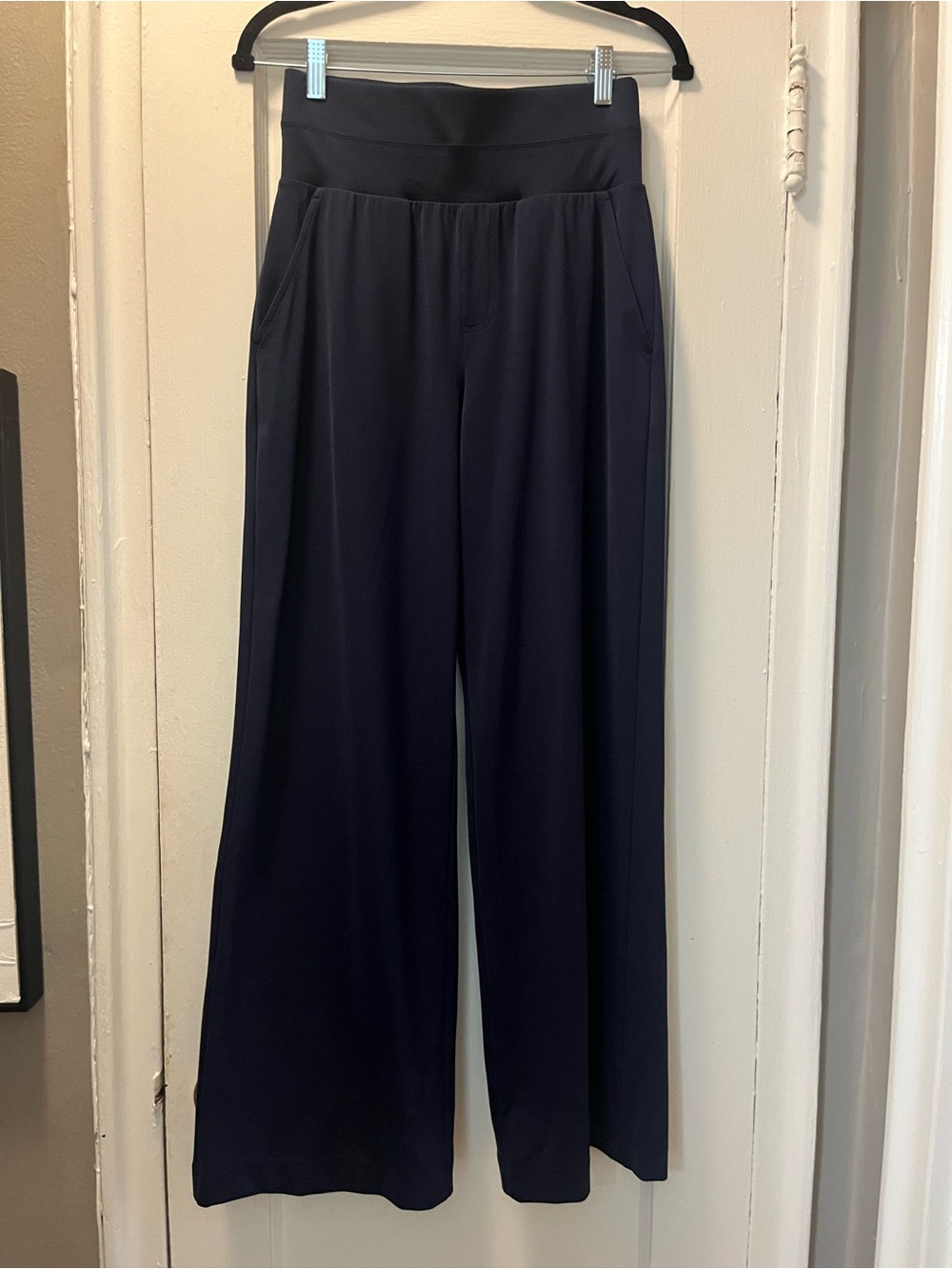 Lou & Grey Navy High Rise Wide Leg Pull on Pant